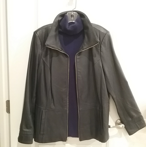Denim&Co Jackets & Blazers - Genuine Leather jacket # --000 Navy Blue